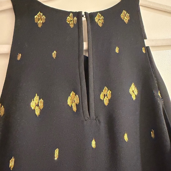 A.L.C. High Neck Black and Gold Sleeveless Silk Top - Picture 5 of 6
